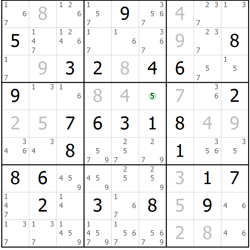 Position des candidats pour la solution de la Gr 62 page 65 du magazine de sudoku Maestro n° 100