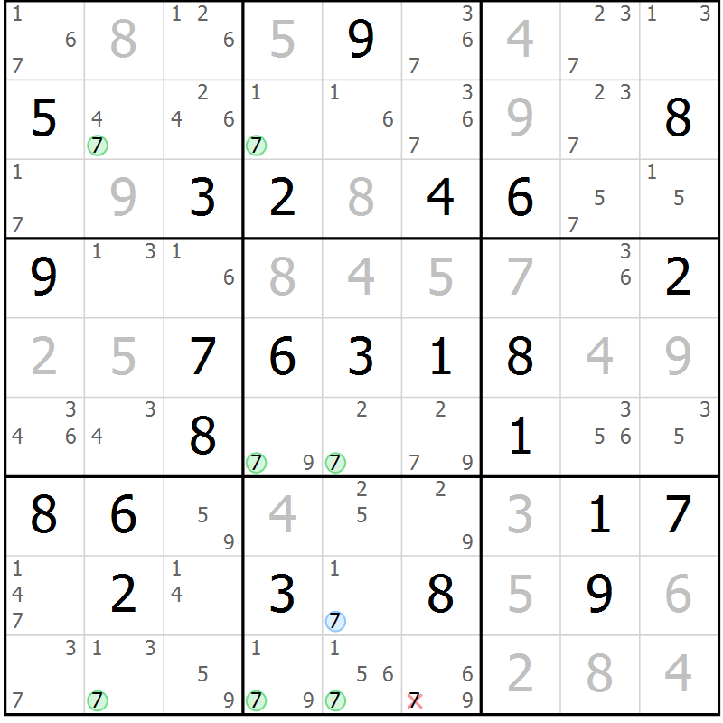Position des candidats pour la solution de la Gr 62 page 65 du magazine de sudoku Maestro n° 100