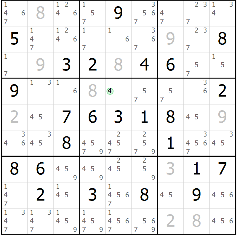 Position des candidats pour la solution de la Gr 62 page 65 du magazine de sudoku Maestro n° 100