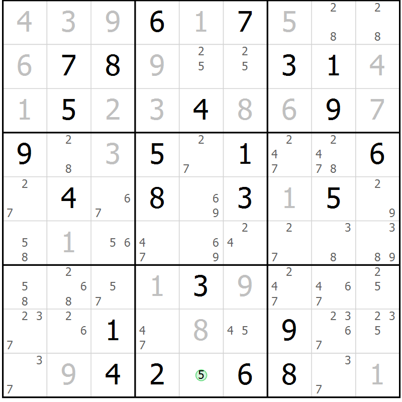 Position des candidats pour la solution de la Gr 64 page 67 du magazine de sudoku Maestro n° 100