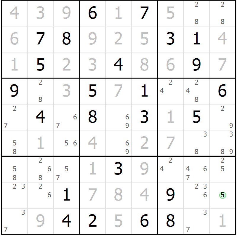 Position des candidats pour la solution de la Gr 64 page 67 du magazine de sudoku Maestro n° 100