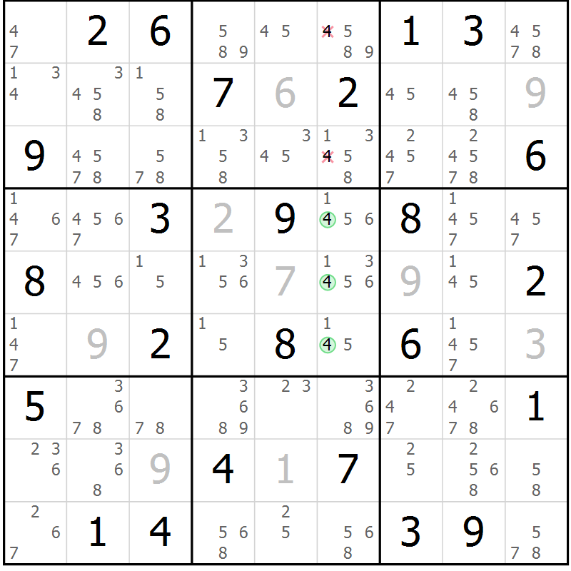 Position des candidats pour la solution de la Gr 65 page 68 du magazine de sudoku Maestro n° 100