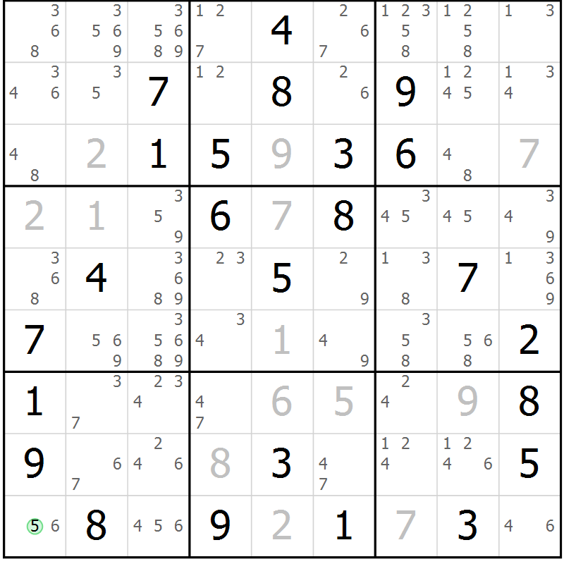 Position des candidats pour la solution de la Gr 66 page 69 du magazine de sudoku Maestro n° 100