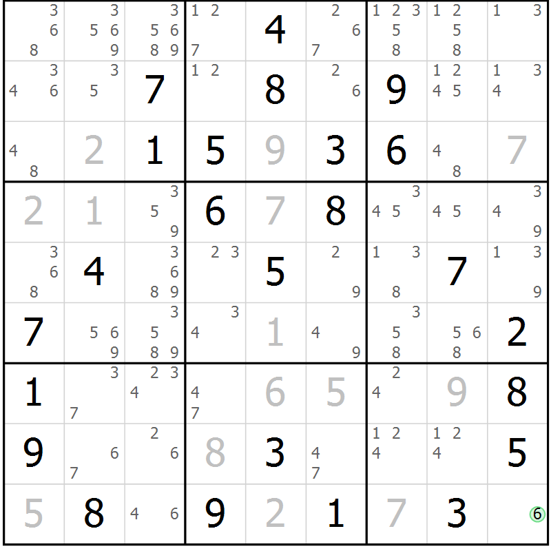 Position des candidats pour la solution de la Gr 66 page 69 du magazine de sudoku Maestro n° 100