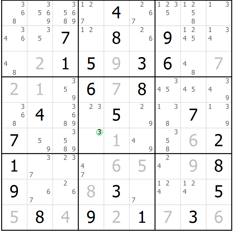 Position des candidats pour la solution de la Gr 66 page 69 du magazine de sudoku Maestro n° 100