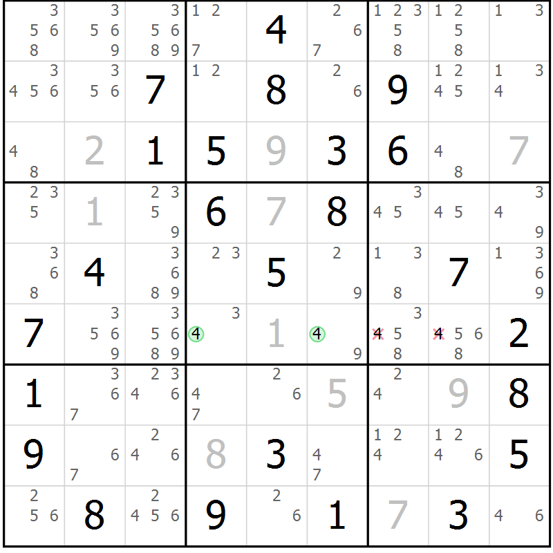 Position des candidats pour la solution de la Gr 66 page 69 du magazine de sudoku Maestro n° 100