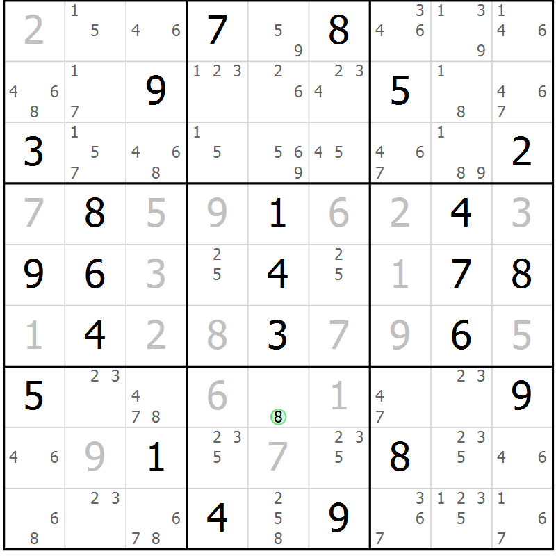 Position des candidats pour la solution de la Gr 67 page 70 du magazine de sudoku Maestro n° 100