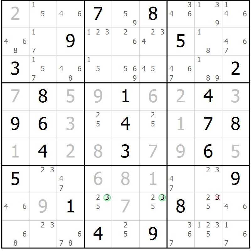 Position des candidats pour la solution de la Gr 67 page 70 du magazine de sudoku Maestro n° 100