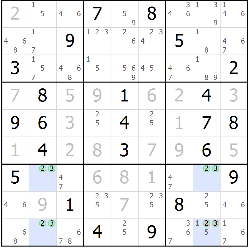 Position des candidats pour la solution de la Gr 67 page 70 du magazine de sudoku Maestro n° 100