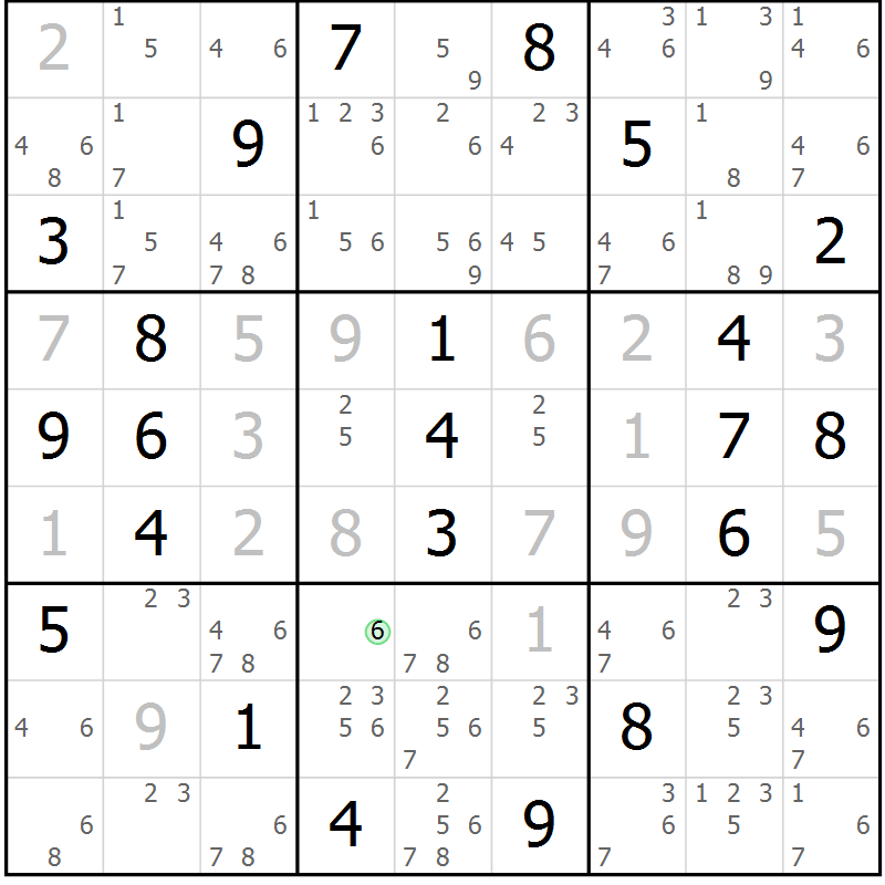Position des candidats pour la solution de la Gr 67 page 70 du magazine de sudoku Maestro n° 100