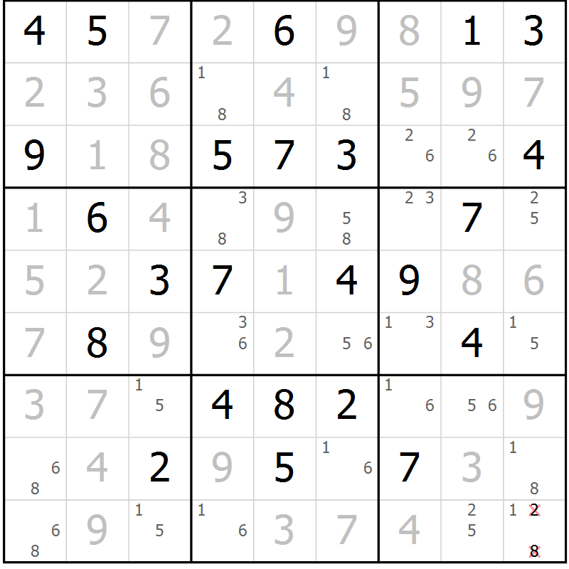 Position des candidats pour la solution de la Gr 70 page 73 du magazine de sudoku Maestro n° 100