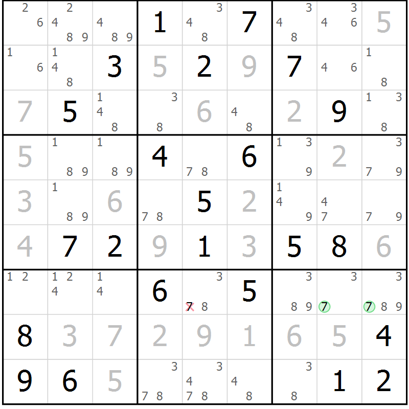 Position des candidats pour la solution de la Gr 71 page 74 du magazine de sudoku Maestro n° 100