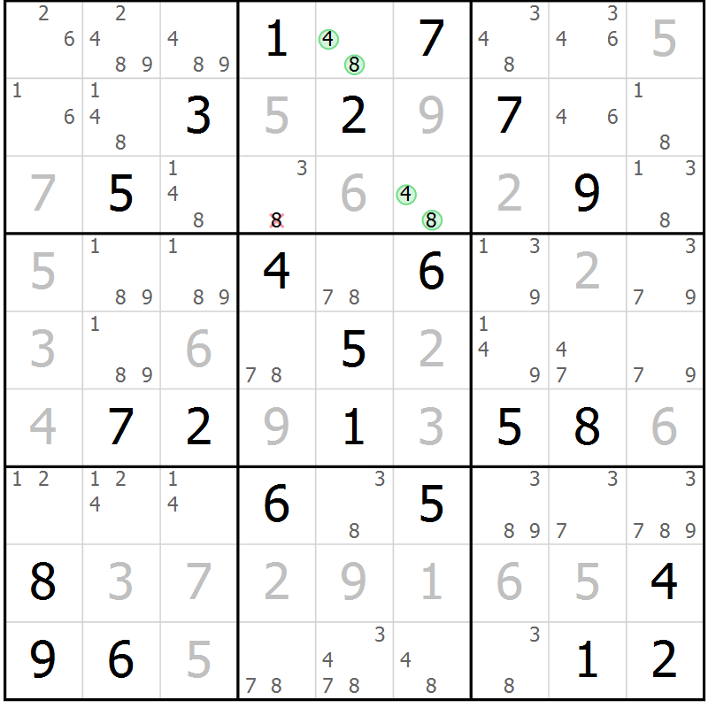 Position des candidats pour la solution de la Gr 71 page 74 du magazine de sudoku Maestro n° 100