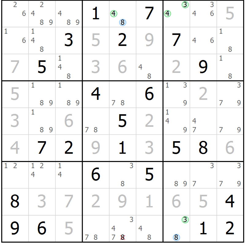 Position des candidats pour la solution de la Gr 71 page 74 du magazine de sudoku Maestro n° 100