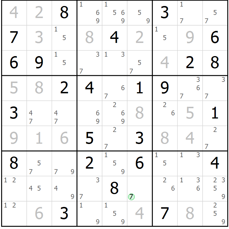 Position des candidats pour la solution de la Gr 73 page 76 du magazine de sudoku Maestro n° 100