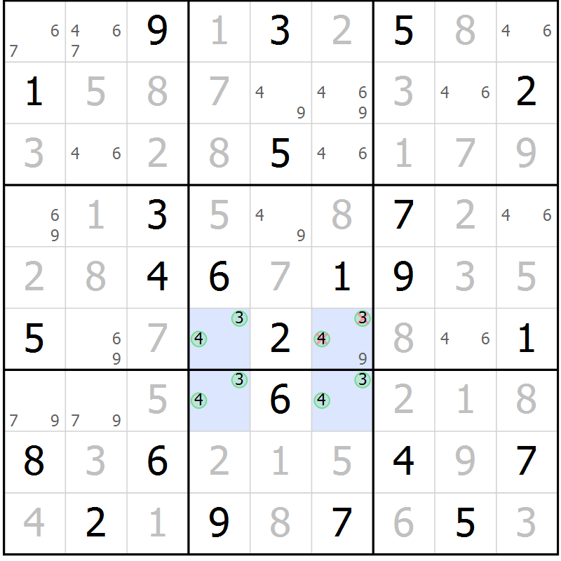 Position des candidats pour la solution de la Gr 74 page 77 du magazine de sudoku Maestro n° 100