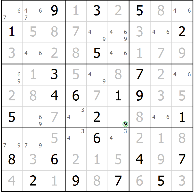 Position des candidats pour la solution de la Gr 74 page 77 du magazine de sudoku Maestro n° 100