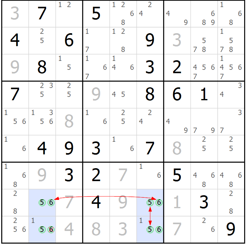 Position des candidats pour la solution de la Gr 78 page 81 du magazine de sudoku Maestro n° 100