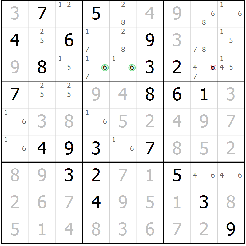 Position des candidats pour la solution de la Gr 78 page 81 du magazine de sudoku Maestro n° 100