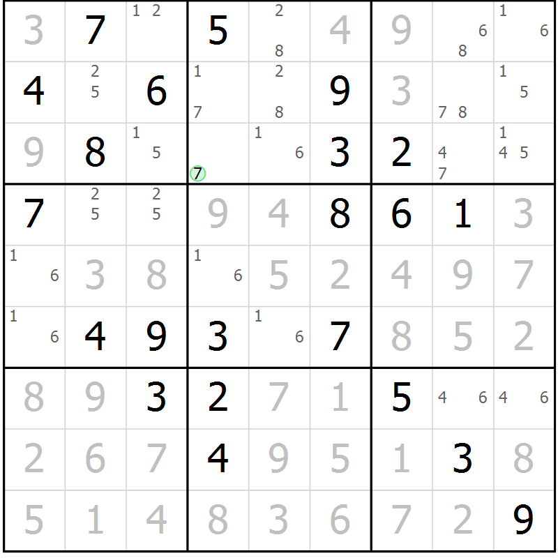 Position des candidats pour la solution de la Gr 78 page 81 du magazine de sudoku Maestro n° 100