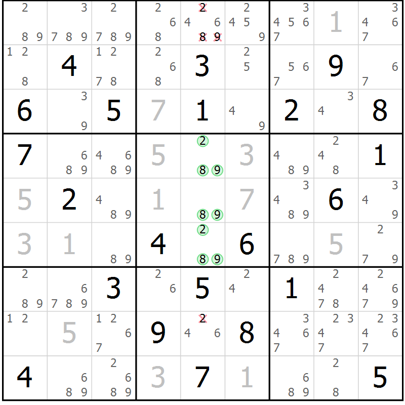 Position des candidats pour la solution de la Gr 79 page 82 du magazine de sudoku Maestro n° 100