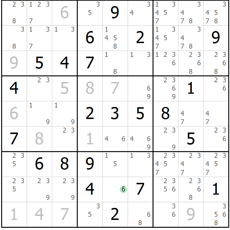 Position des candidats pour la solution de la Gr 8 page 11 du magazine de sudoku Maestro n° 100