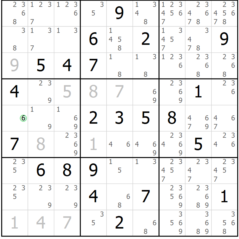 Position des candidats pour la solution de la Gr 8 page 11 du magazine de sudoku Maestro n° 100