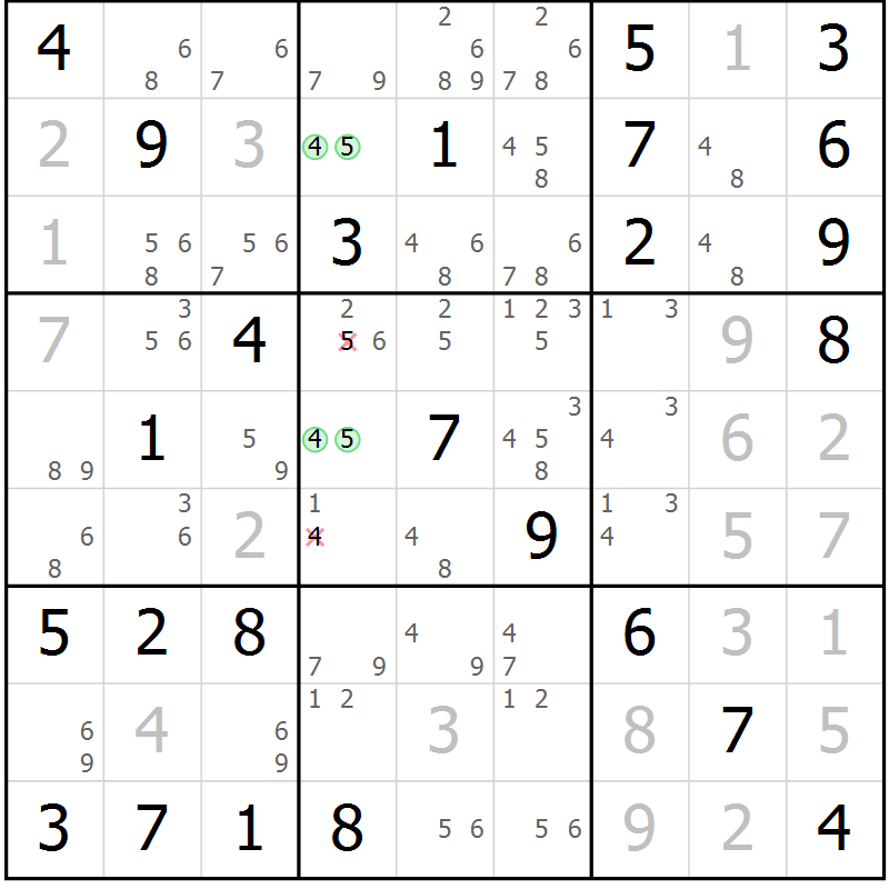 Position des candidats pour la solution de la Gr 83 page 86 du magazine de sudoku Maestro n° 100