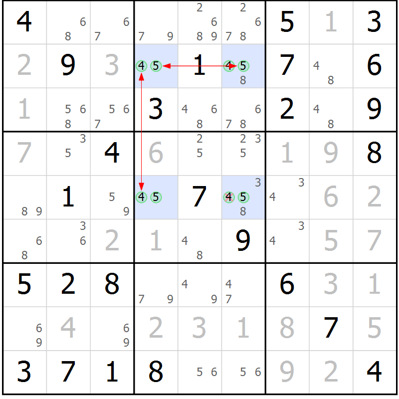 Position des candidats pour la solution de la Gr 83 page 86 du magazine de sudoku Maestro n° 100