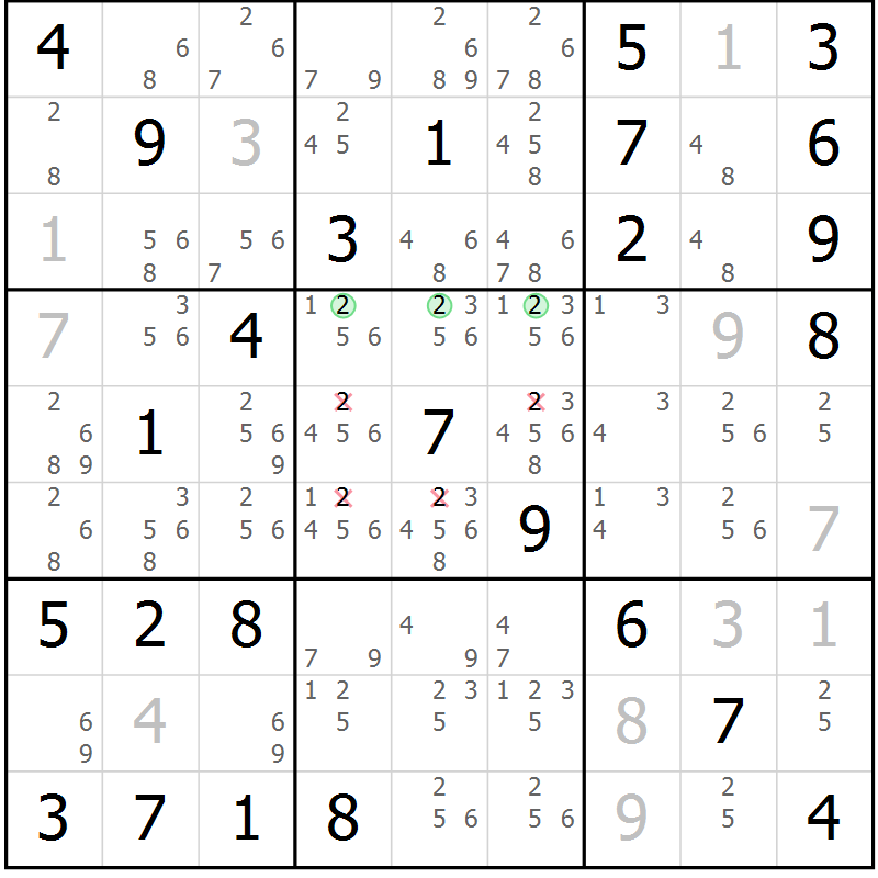 Position des candidats pour la solution de la Gr 83 page 86 du magazine de sudoku Maestro n° 100