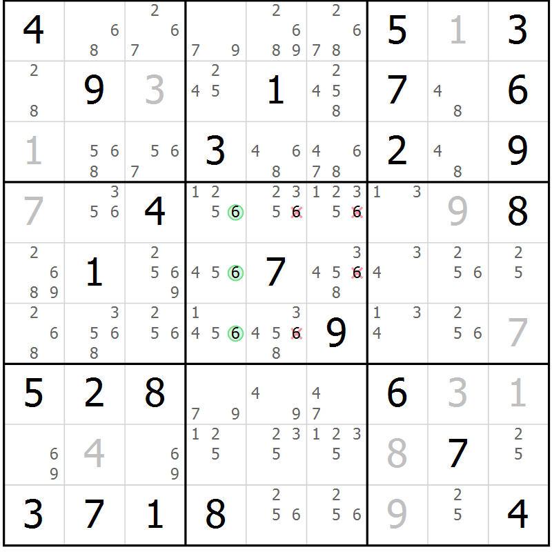 Position des candidats pour la solution de la Gr 83 page 86 du magazine de sudoku Maestro n° 100