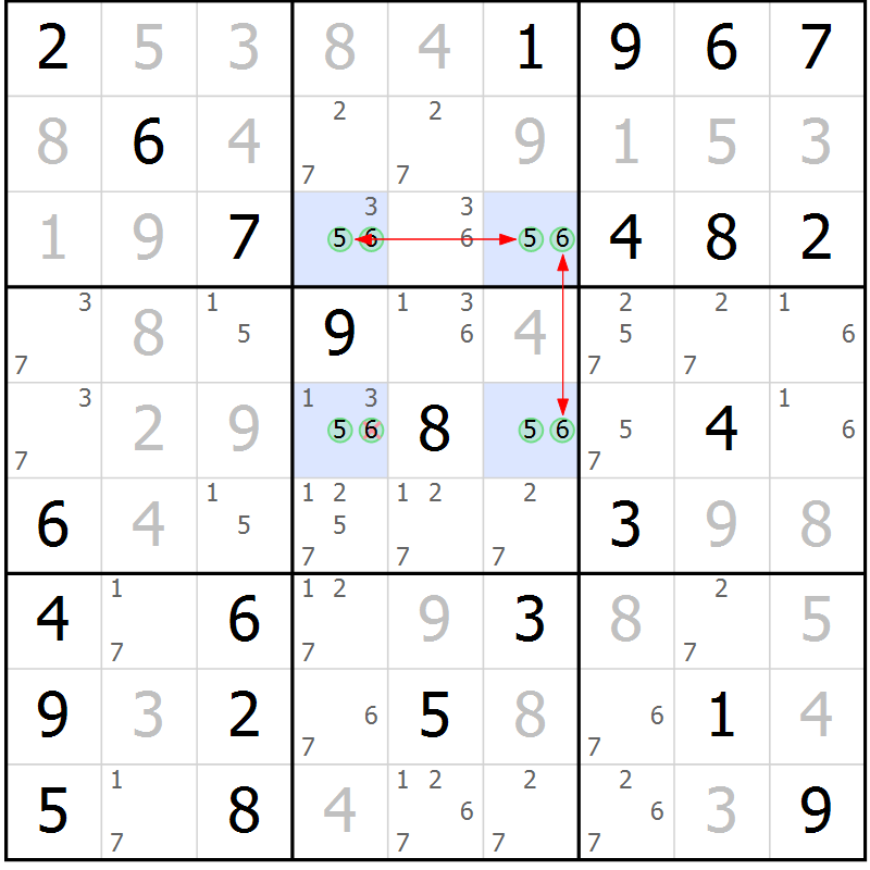 Position des candidats pour la solution de la Gr 9 page 12 du magazine de sudoku Maestro n° 100