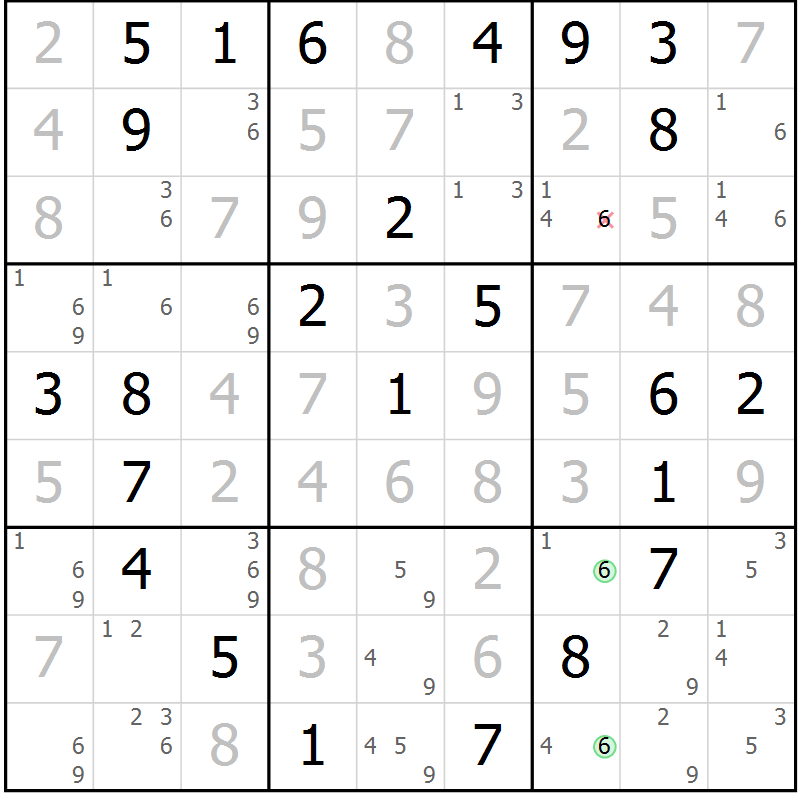 Position des candidats pour la solution de la Gr 1 page 4 du magazine de sudoku Maestro n° 101