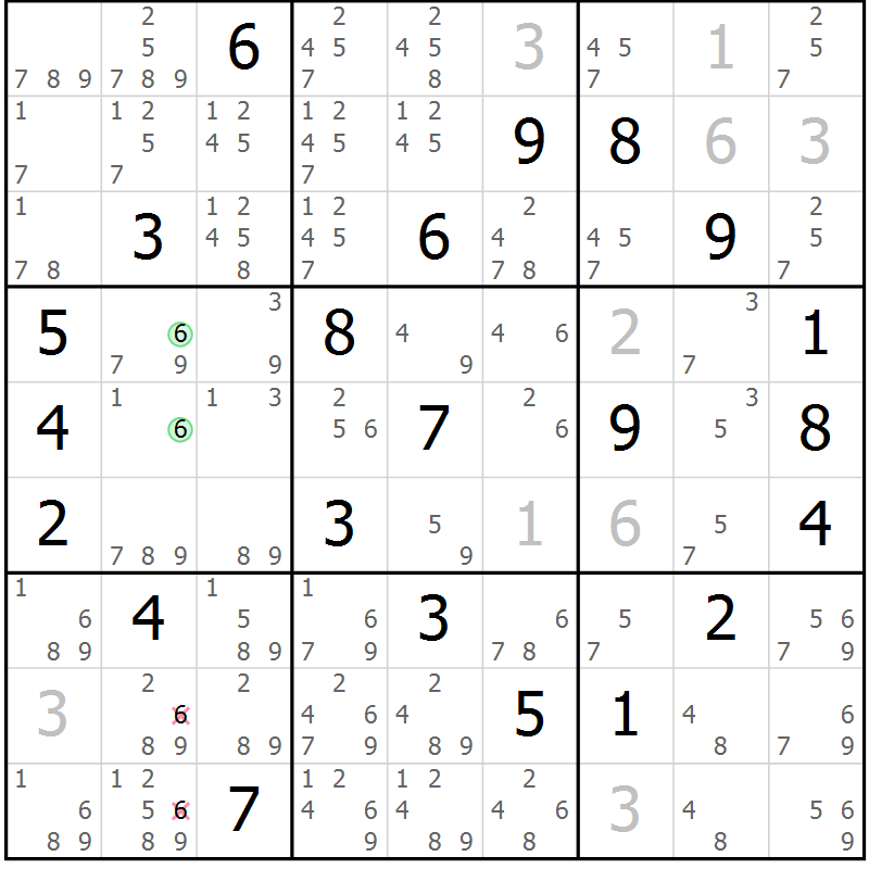 Position des candidats pour la solution de la Gr 10 page 13 du magazine de sudoku Maestro n° 101