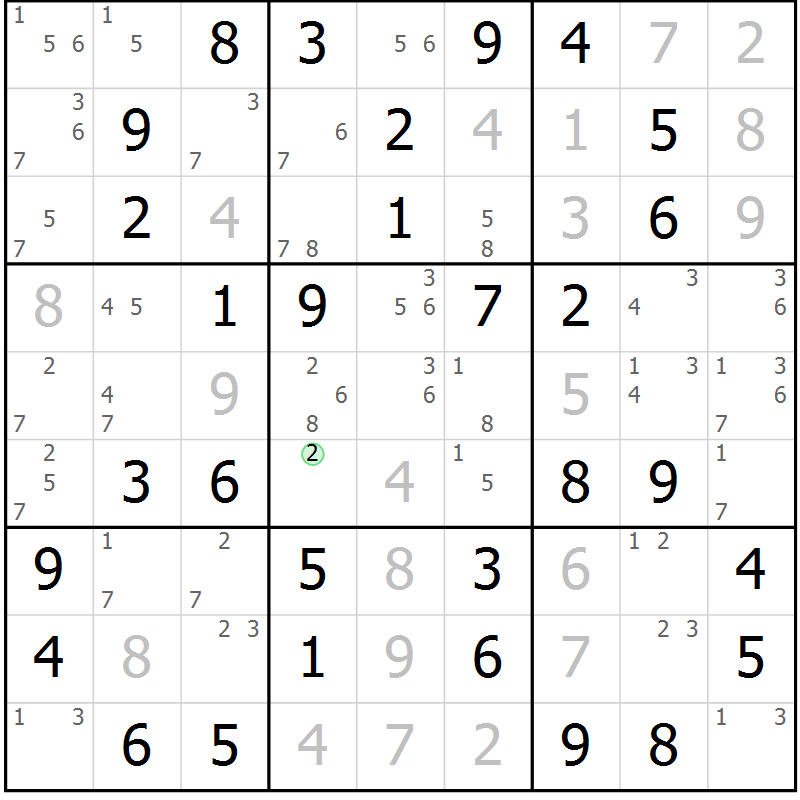 Position des candidats pour la solution de la Gr 11 page 14 du magazine de sudoku Maestro n° 101