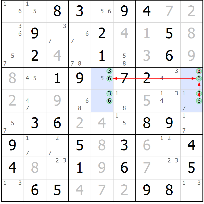 Position des candidats pour la solution de la Gr 11 page 14 du magazine de sudoku Maestro n° 101