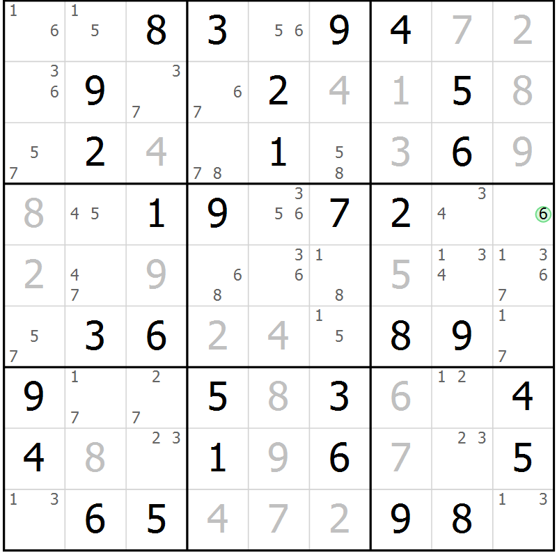 Position des candidats pour la solution de la Gr 11 page 14 du magazine de sudoku Maestro n° 101