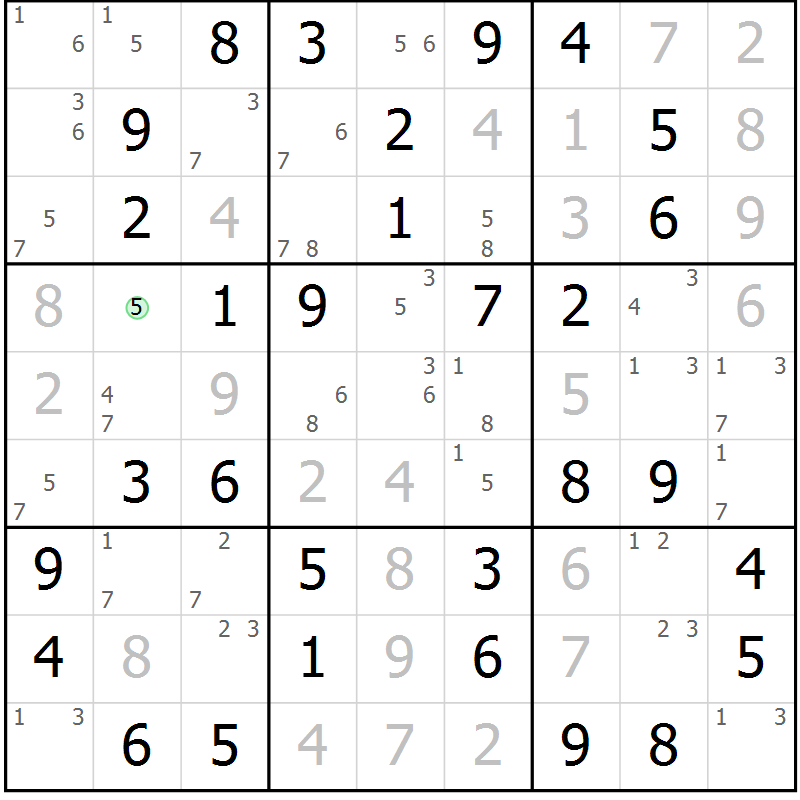 Position des candidats pour la solution de la Gr 11 page 14 du magazine de sudoku Maestro n° 101