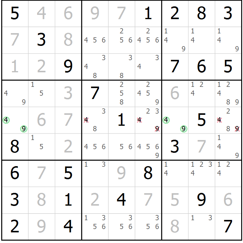 Position des candidats pour la solution de la Gr 12 page 15 du magazine de sudoku Maestro n° 101