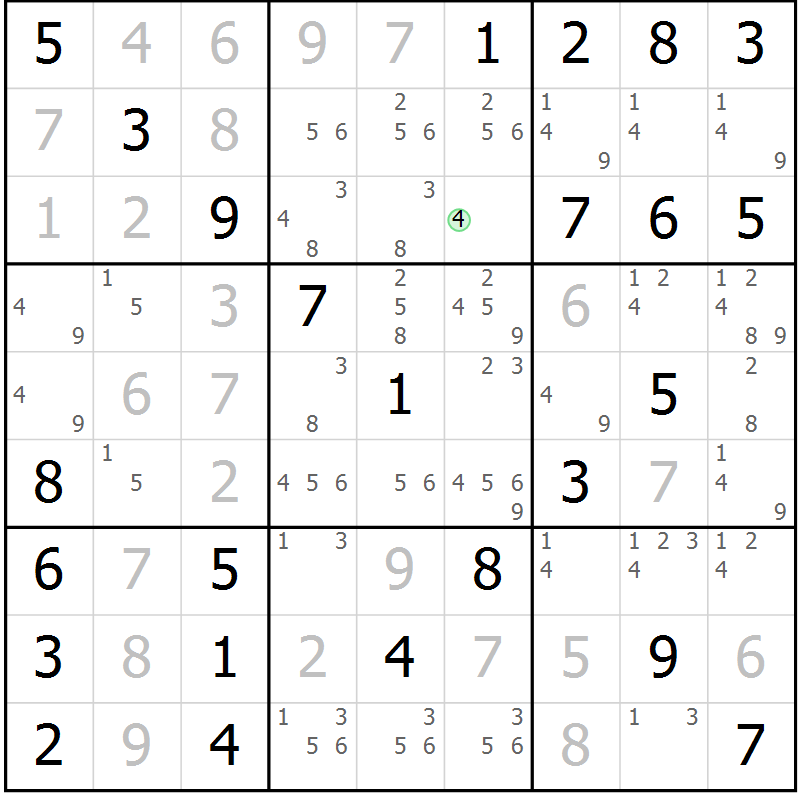 Position des candidats pour la solution de la Gr 12 page 15 du magazine de sudoku Maestro n° 101