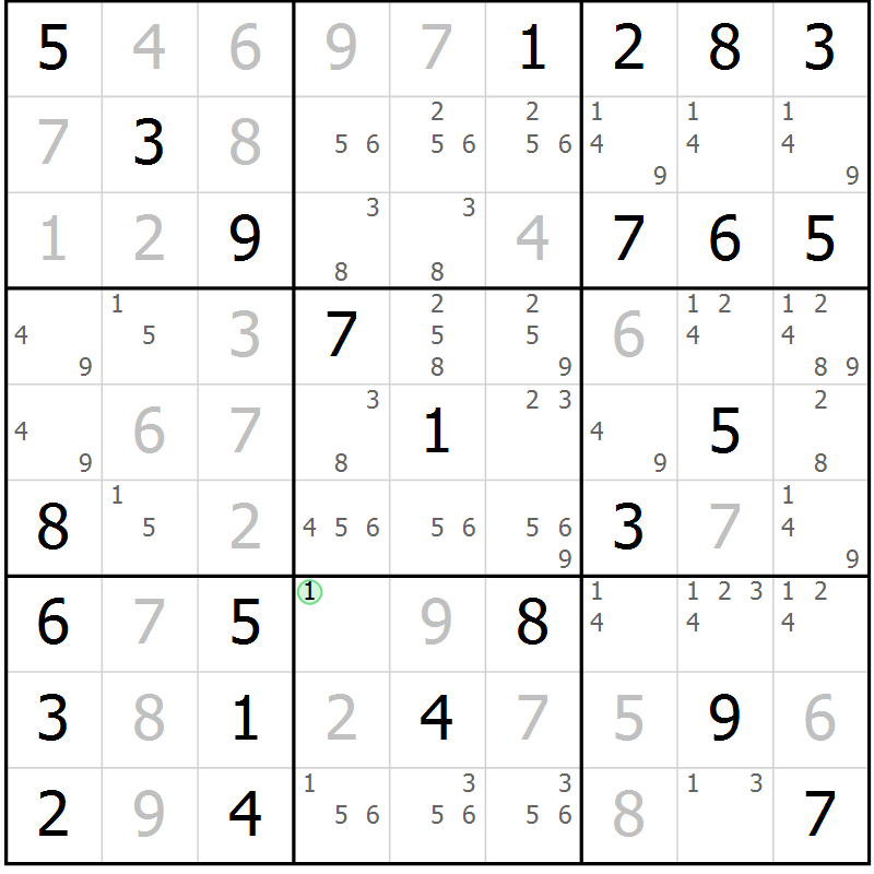 Position des candidats pour la solution de la Gr 12 page 15 du magazine de sudoku Maestro n° 101