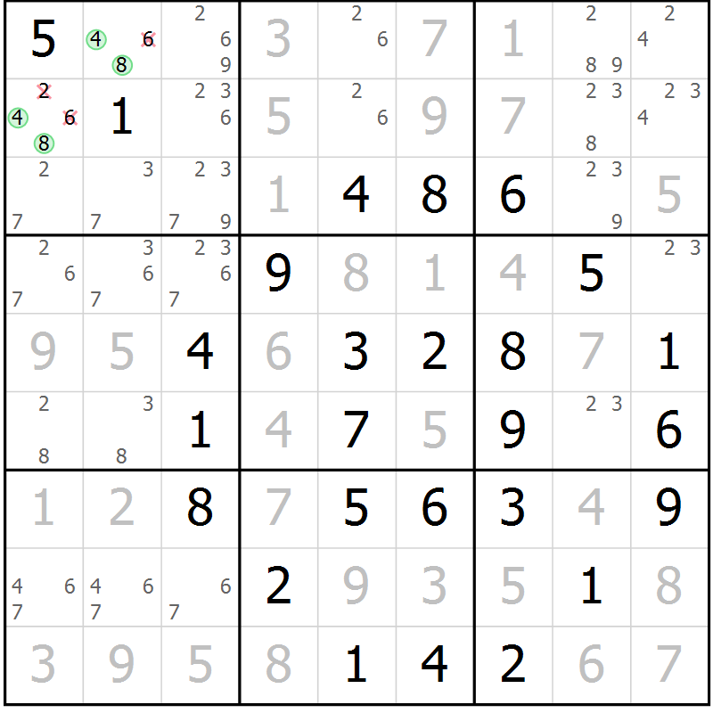 Position des candidats pour la solution de la Gr 13 page 16 du magazine de sudoku Maestro n° 101
