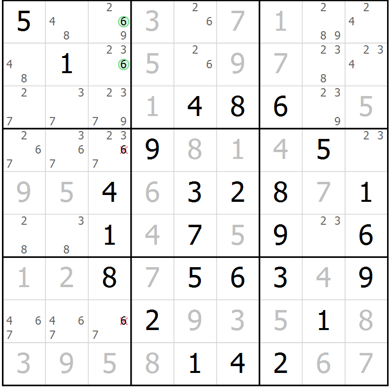 Position des candidats pour la solution de la Gr 13 page 16 du magazine de sudoku Maestro n° 101