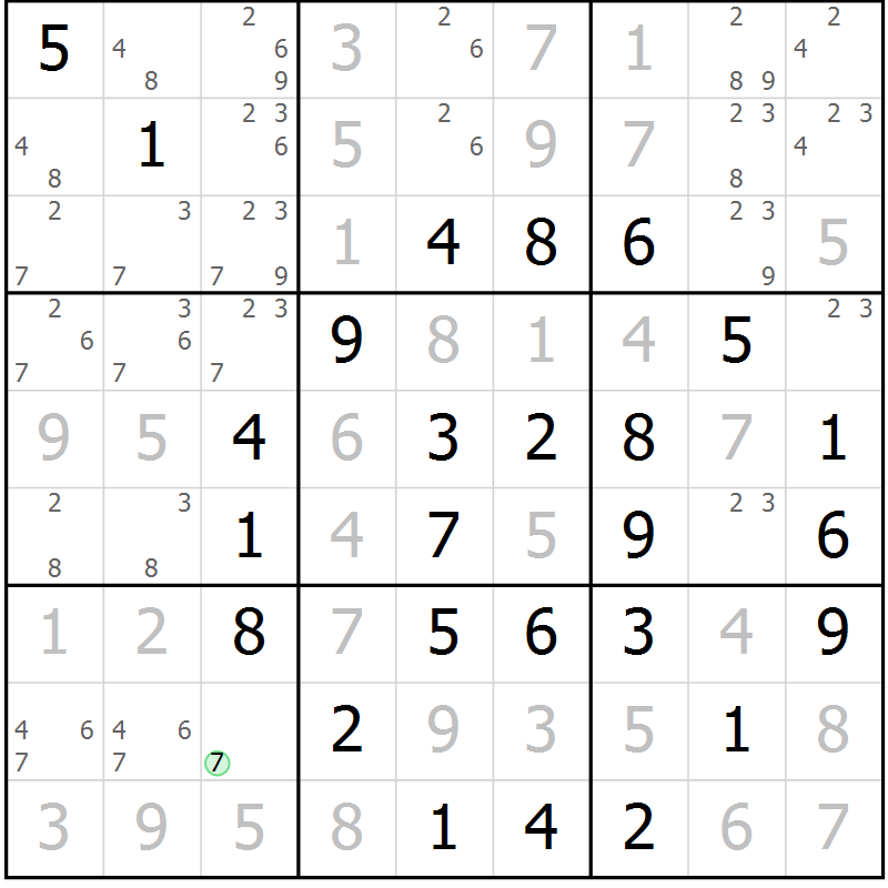 Position des candidats pour la solution de la Gr 13 page 16 du magazine de sudoku Maestro n° 101