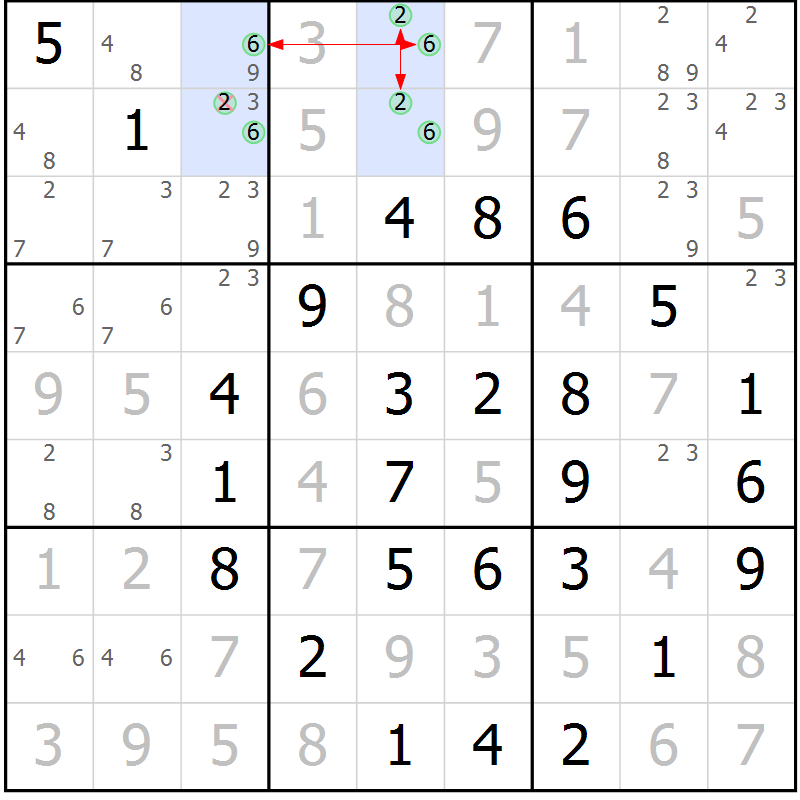 Position des candidats pour la solution de la Gr 13 page 16 du magazine de sudoku Maestro n° 101