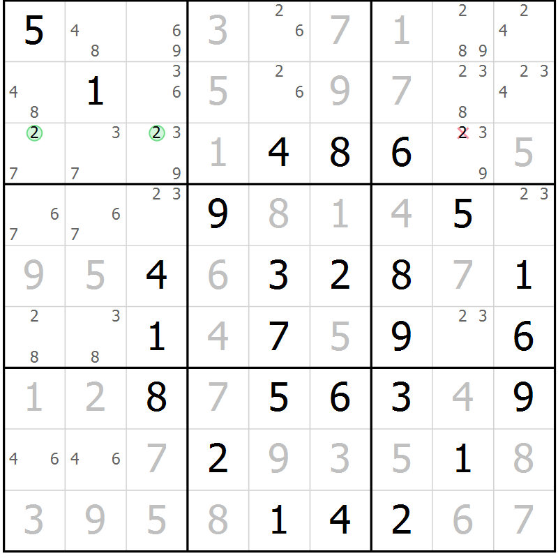 Position des candidats pour la solution de la Gr 13 page 16 du magazine de sudoku Maestro n° 101