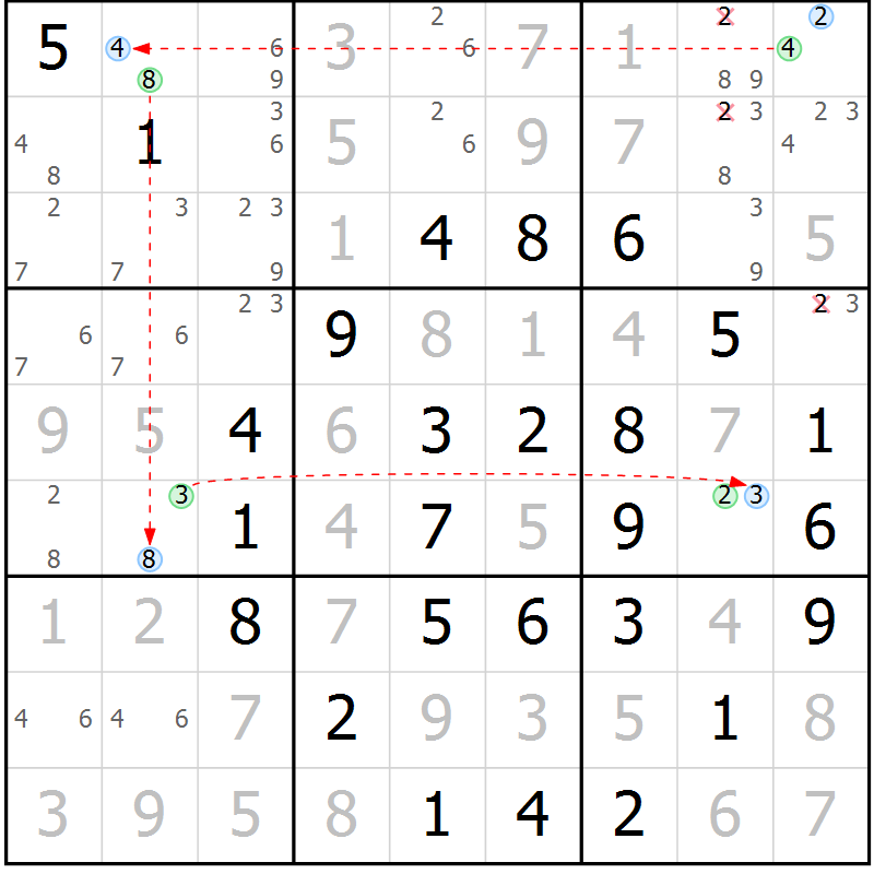 Position des candidats pour la solution de la Gr 13 page 16 du magazine de sudoku Maestro n° 101