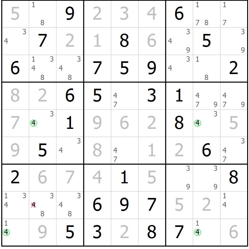 Position des candidats pour la solution de la Gr 14 page 17 du magazine de sudoku Maestro n° 101