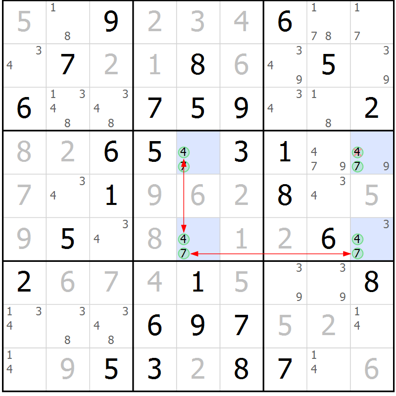 Position des candidats pour la solution de la Gr 14 page 17 du magazine de sudoku Maestro n° 101