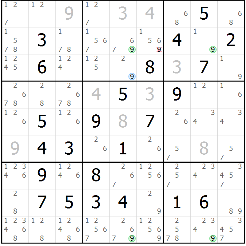 Position des candidats pour la solution de la Gr 15 page 18 du magazine de sudoku Maestro n° 101
